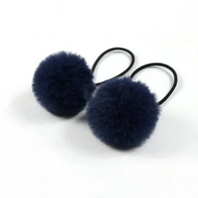 Blausky 10-Piece Pom-Pom Hair Ties for Women, Dark Blue