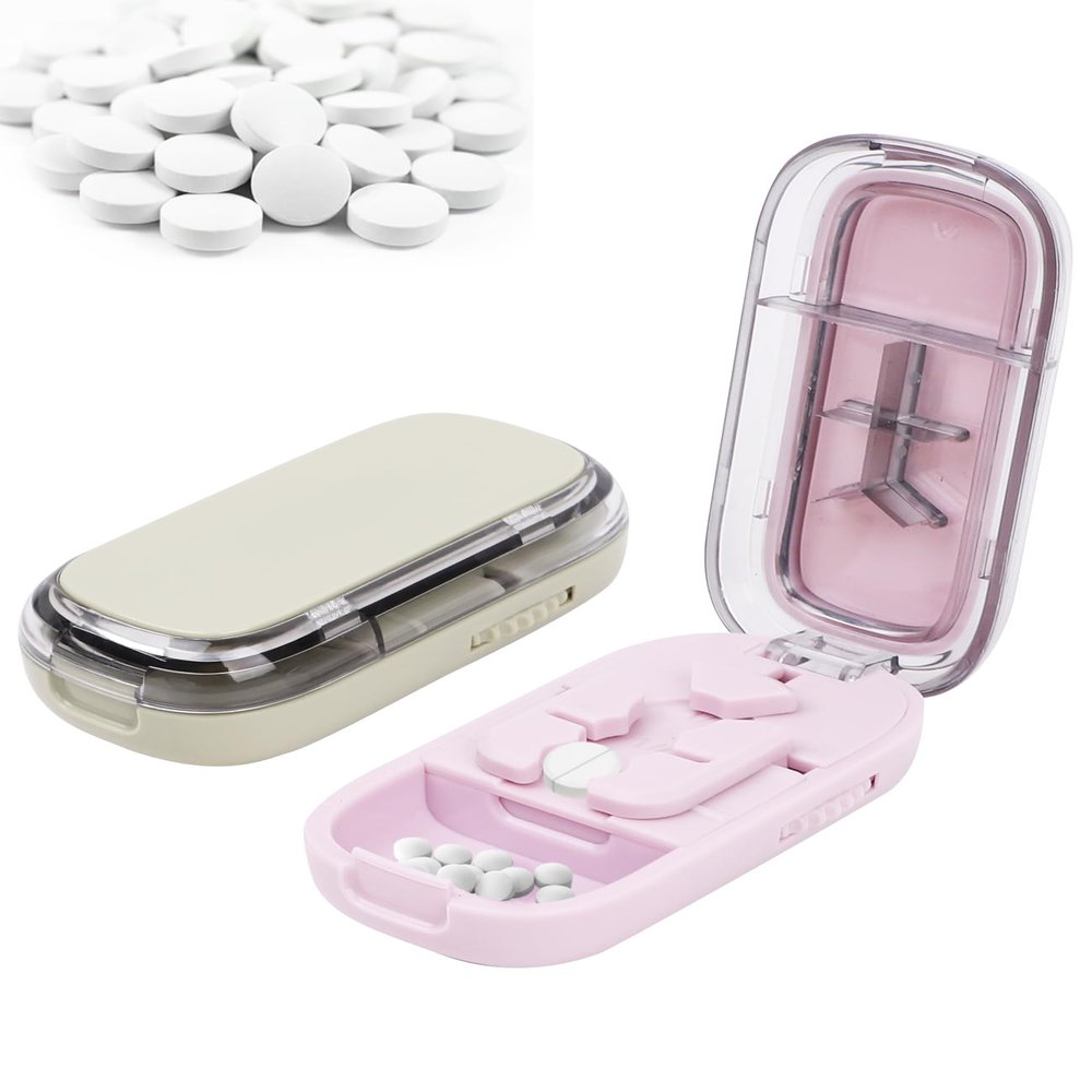OPLCFO 2-Piece 3-in-1 Portable Pill Cutter