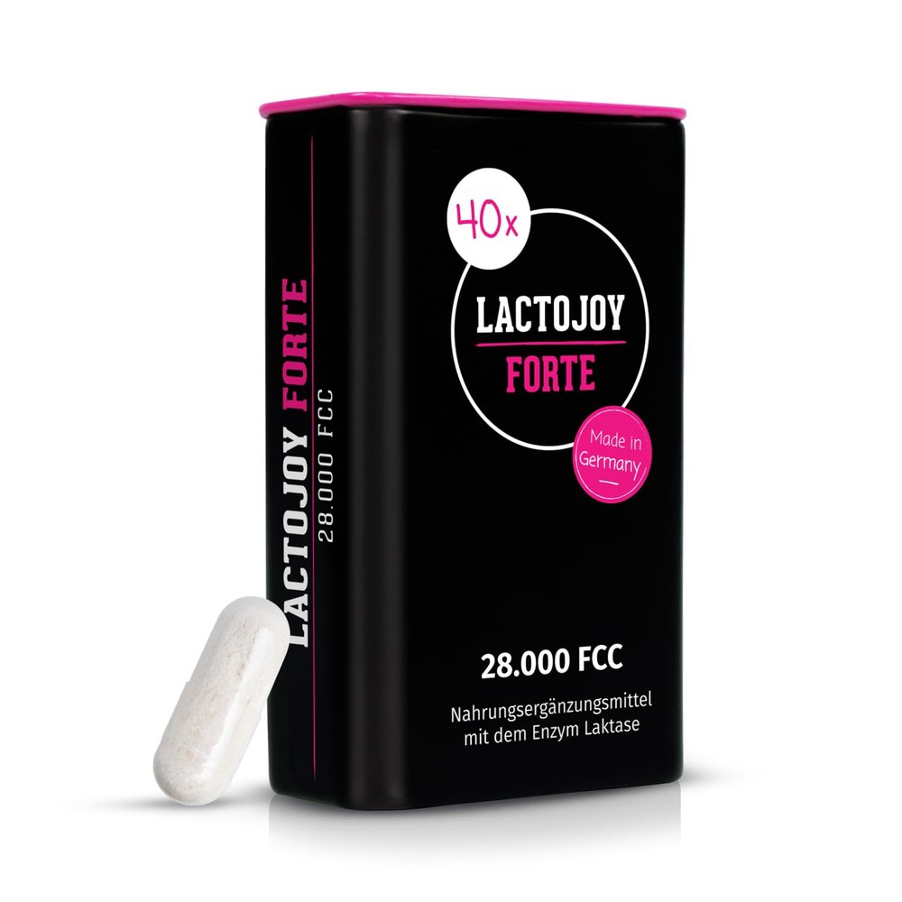 LactoJoy FORTE 28,000 FCC Lactase Capsules, 6-Hour Sustained-Release Effect, 40 Vegan Capsules