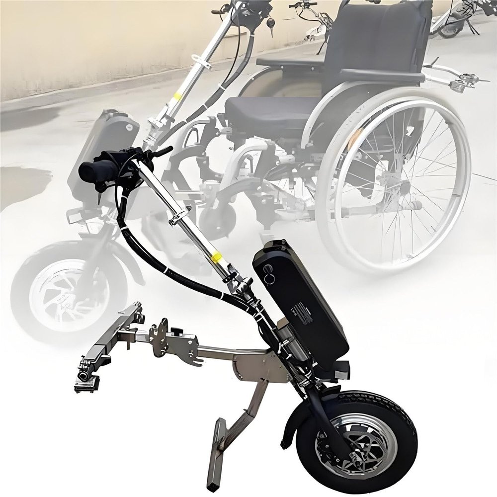 PioMue 500 W Wheelchair Power Attachment, Electric Handbike, Shock Absorbers, Horn, 3-Speed Settings, Type A