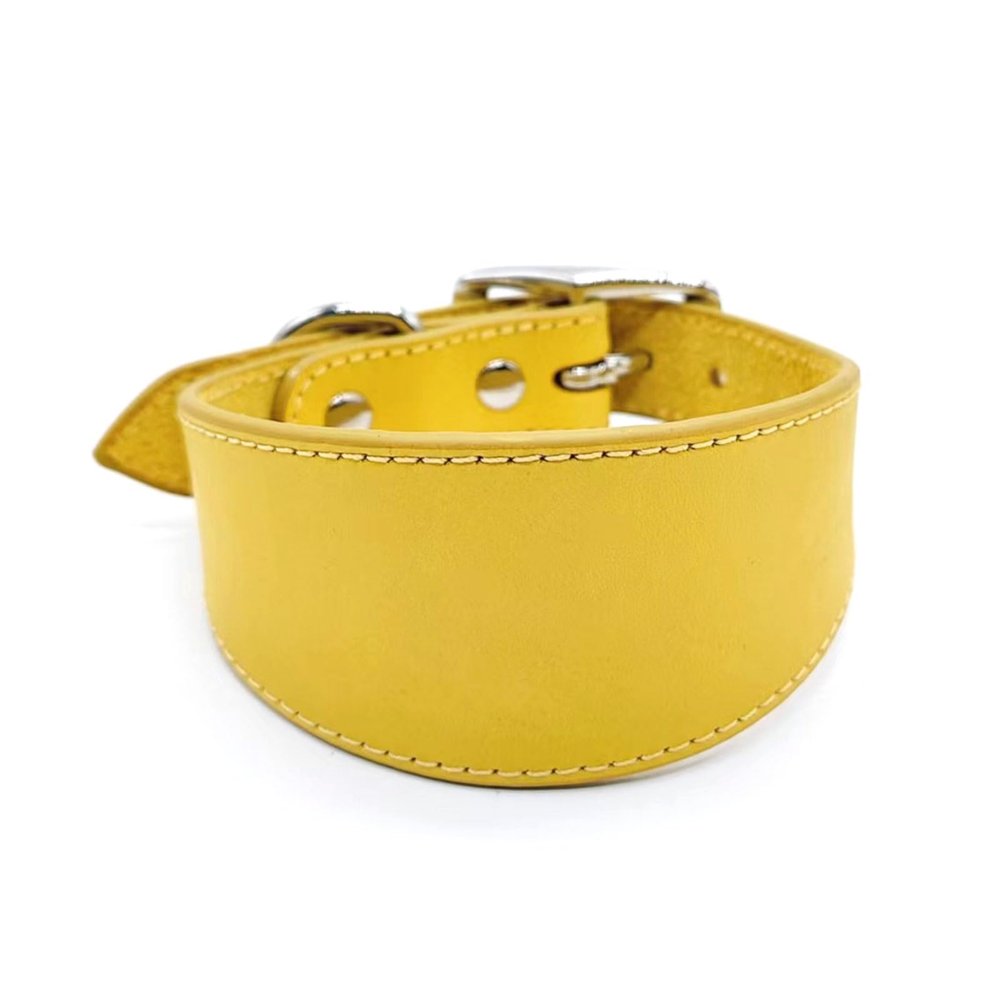 Adjustable Wide Leather Dog Collar for Large Sighthounds