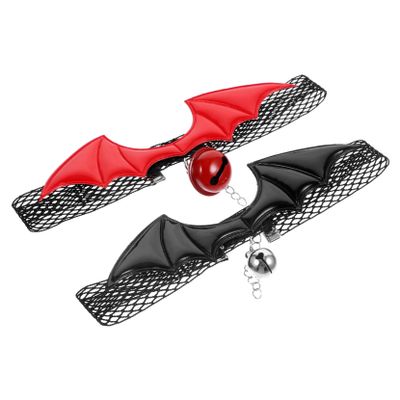 Kichvoe 2-Piece Halloween Cat Collar Set, Adjustable Bat-Wing Style