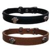 Mjzzh 2-Piece PU Collar for Cats and Dogs with Metal Buckle, Black and Brown, Size S: 1.5 x 37 cm view 1