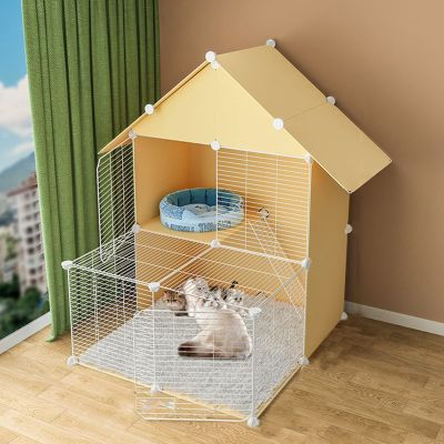Large Indoor Cat Cage DIY Pet Playpen for Small Animals with Door, 75 x 75 x 54 cm