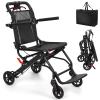 Ultralight Folding Aluminum Transit Wheelchair with Flip-Up Armrests, Black view 1
