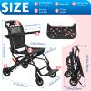 Ultralight Folding Aluminum Transit Wheelchair with Flip-Up Armrests, Black view 2