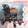 Ultralight Folding Aluminum Transit Wheelchair with Flip-Up Armrests, Black view 3
