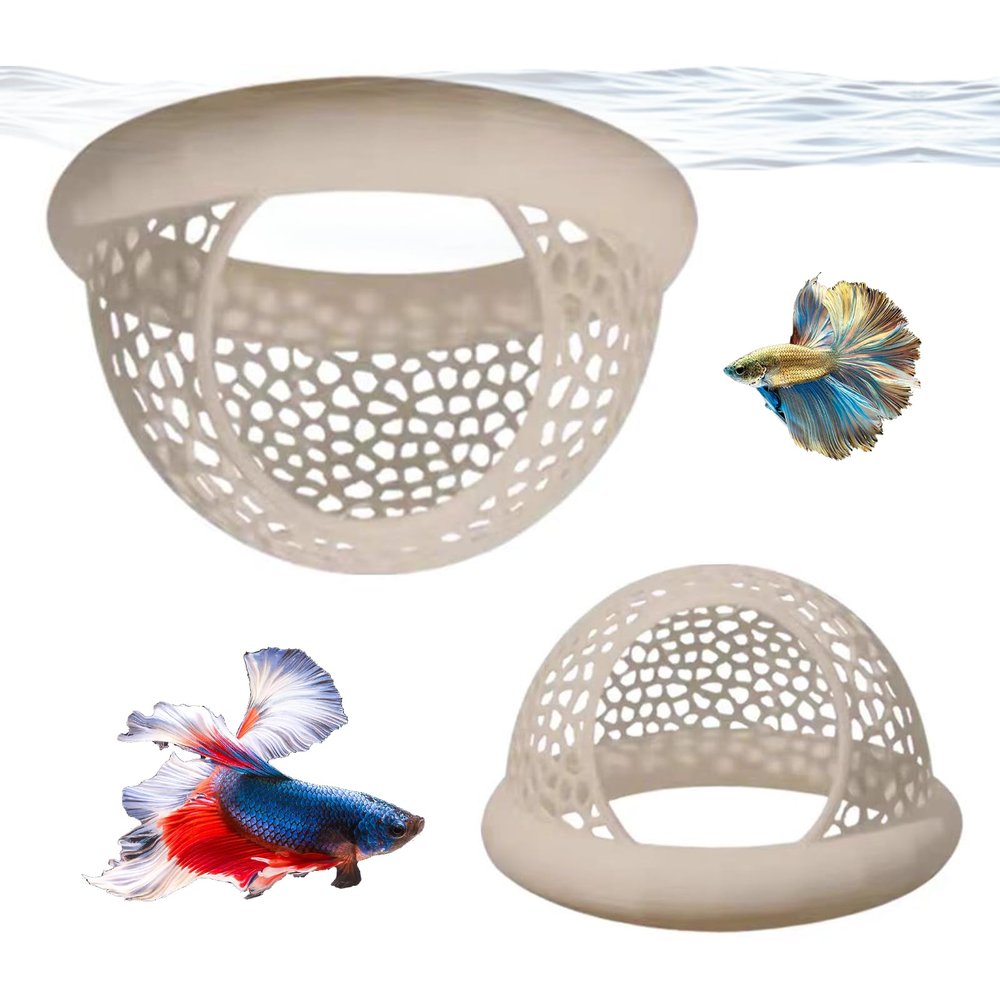 Nsawtasche Aquarium Cave Tunnel 2-Piece Set, Transparent Floating Decor for Betta Fish and Small Aquatic Animals