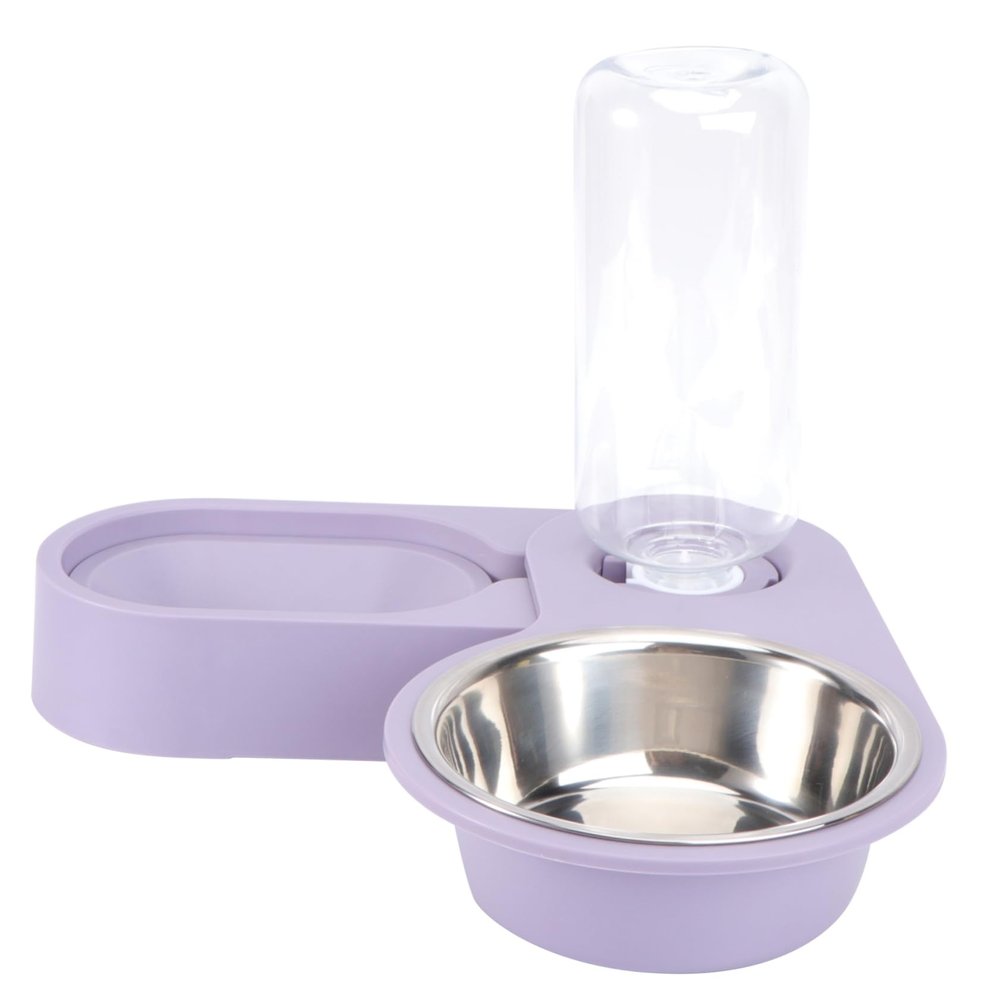 Automatic Pet Food Bowl with Water Dispenser, 1 pc, Purple