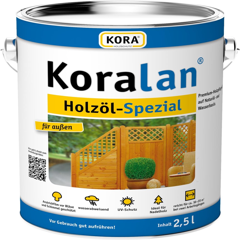 KORA Koralan Special Exterior Wood Oil, Premium Oil for Softwood, UV Protection, Weather-Resistant, Salt Green, 10 L