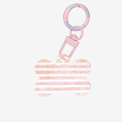 Acrylic Dog Tags, Bone-Shaped, Double-Sided, Pink Striped