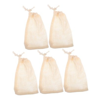Drawstring Soap Bags, 5-Pack, Cotton and Linen, Beige