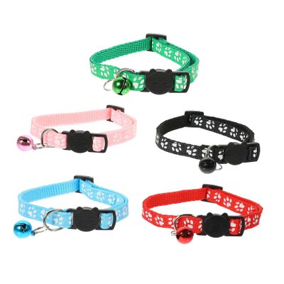 Supvox 5-Piece Nylon Cat Collar Set with Rounded Edges and Colorful Prints for Kittens