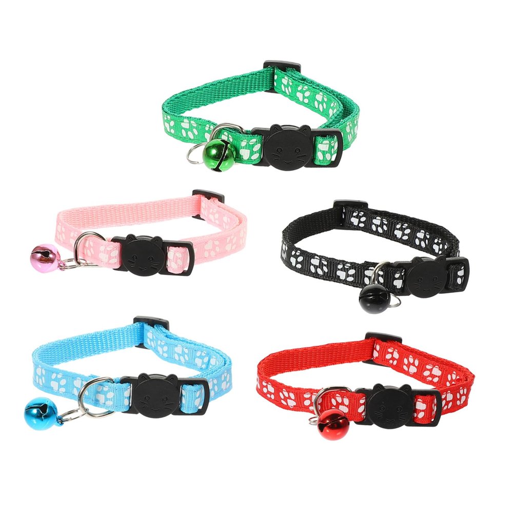 Supvox 5-Piece Nylon Cat Collar Set with Rounded Edges and Colorful Prints for Kittens