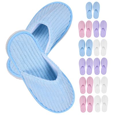 Non-Slip Disposable Guest Slippers for Women, 12 Pairs, Coral Fleece