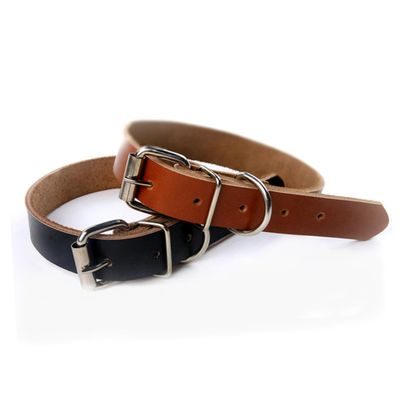 DECOMELODY Adjustable Leather Dog Collar for Small and Medium Dogs - Black
