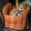 Dog Car Seat for Small and Medium Dogs with Cushion and Safety Leash (Coffee) view 3