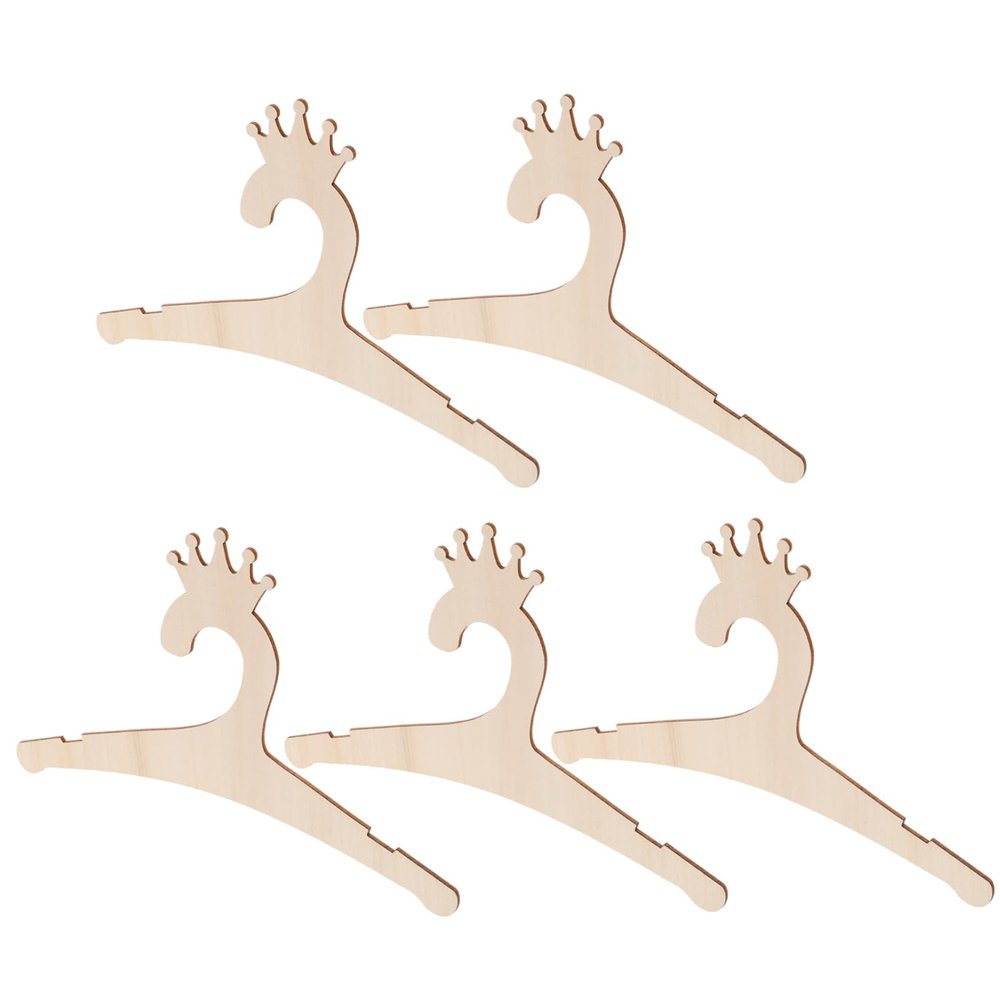 Parliky 5-Piece Wooden Clothes Hangers with Crown Motif for Nursery and Baby Clothes