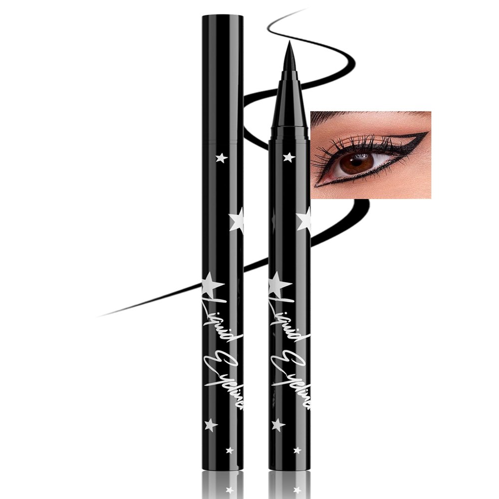 Erinde Black Eyeliner, Waterproof & Smudge-Resistant, Quick-Drying, Long-Lasting, Highly Pigmented, Precision Multiuse Eyeliner Pen for Carnival & Cosplay, Vegan #12