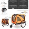 Fiximaster XL 2-in-1 Dog Bike Trailer & Jogger with Handbrake, Reflectors, 600D Oxford Fabric, up to 40 kg (Orange) view 2