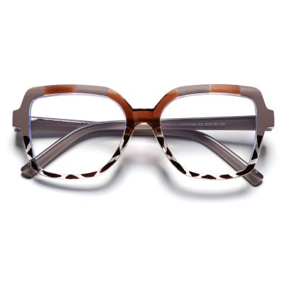 Fashionable Oversized Reading Glasses +2.5 for Women, Square Blue-Light-Filtering Computer Glasses