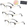 DPKSML Autofocus Glasses, Half-Frame Reading Glasses with Blue Light Filter for Men and Women (3pcs Gold, +3.0) view 1