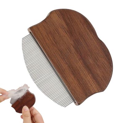 Dog Shedding Comb - 2.52 x 2.17 Inches Wooden Curved Handle