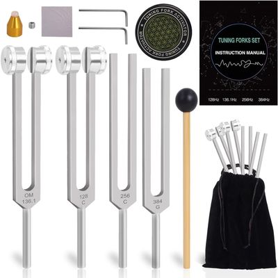 Healing Tuning Fork Set (128Hz, 136Hz, 256Hz, 384Hz)