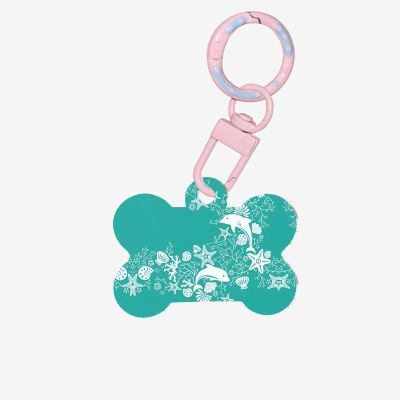 Acrylic Bone-Shaped Pet ID Tags with Dolphins, Flowers, Starfish, Coral and Shells