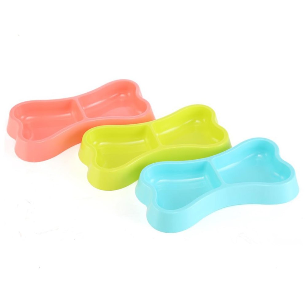 SUPVOX Portable Double Dog Bowl - Bone Shape