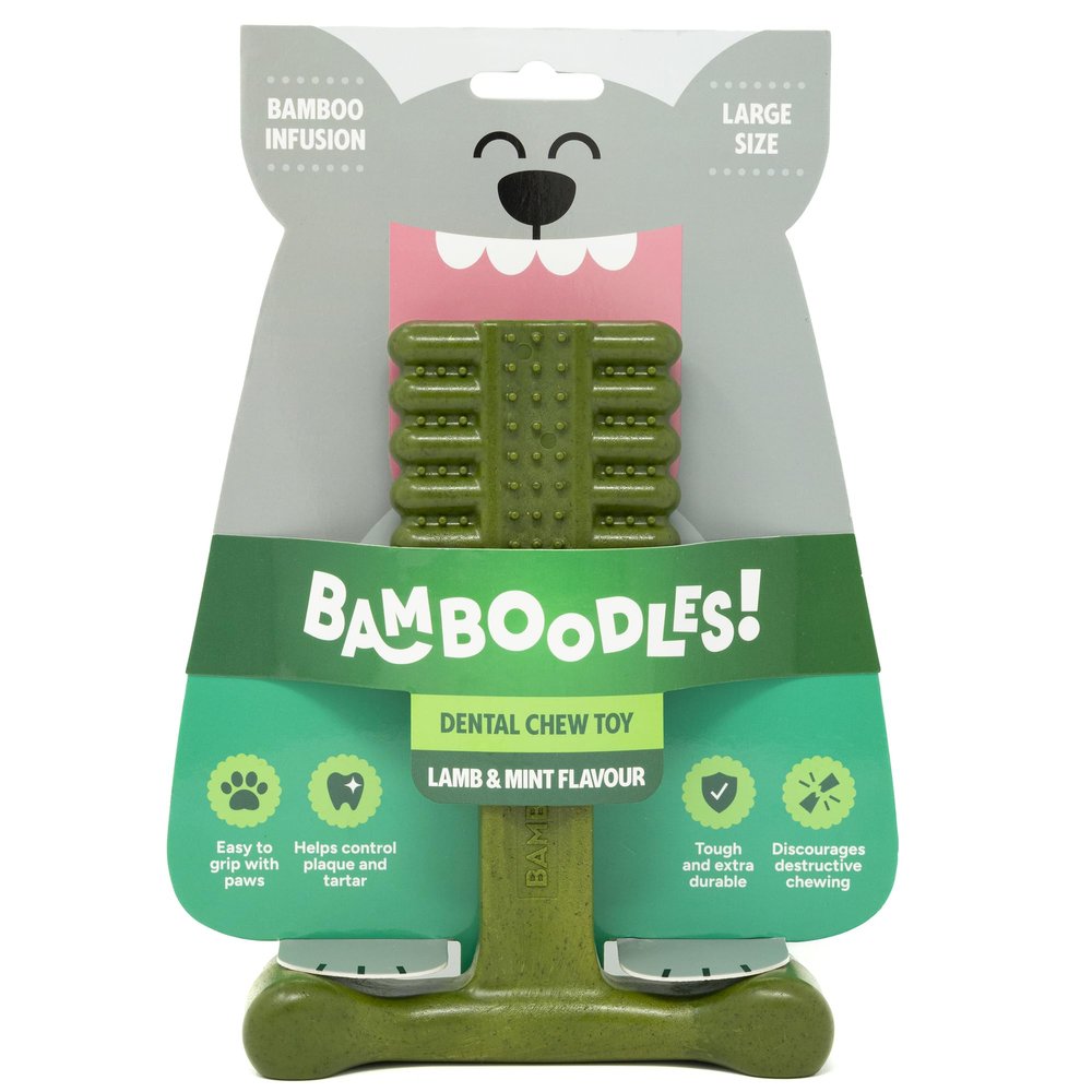 Bamboodles T-Bone Dog Chew Toy - Large | Mint & Lamb Flavor