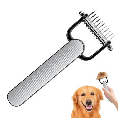 Dog Deshedding Brush, Undercoat Rake, Double-Sided Cactus-Design Dematting Tool