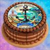 Round 14 cm Cake Topper with Photo, Maritime Anchor Beach Design MR01 (Sugar Paper) view 3