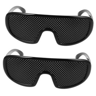VANZACK 2-Pack Black Plastic Pinhole Glasses for Vision Correction and Night Driving