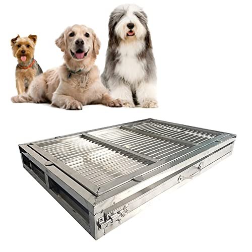 Stainless Steel Dog Potty Trainer with Secure Tray, Large Capacity, Indoor/Outdoor Use, Easy Cleanup, Floor Protection (123 x 80 x 7.5 cm, 304 SUS)