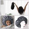 Shower Cap, Satin Bonnet Sleep Cap, Adjustable, Soft, Black, 5-Pack view 2