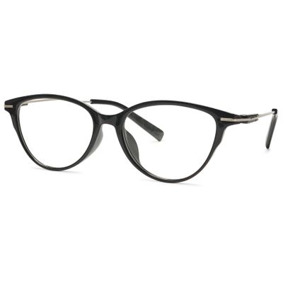 ALKAHE Cat-Eye Reading Glasses with Blue-Light Filter, Black/Silver, +1.0