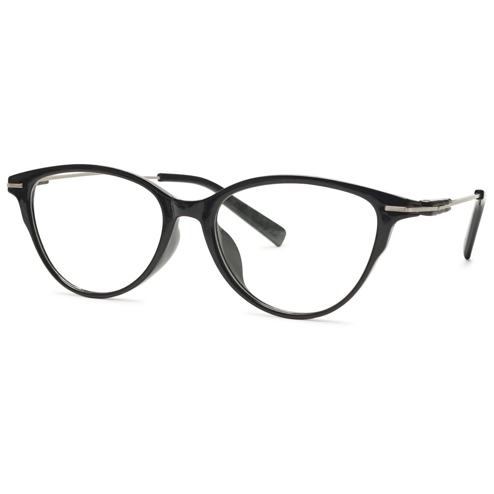 ALKAHE Cat-Eye Reading Glasses with Blue-Light Filter, Black/Silver, +1.0