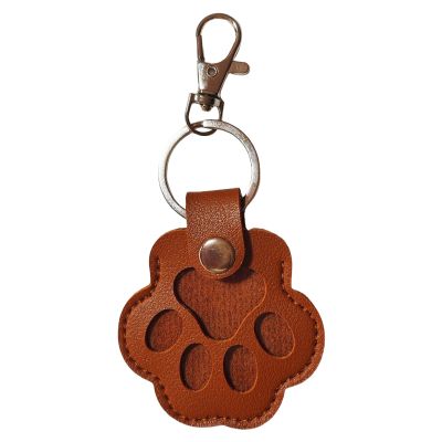 Pet Memorial Keychain with Cat Design, PU Leather