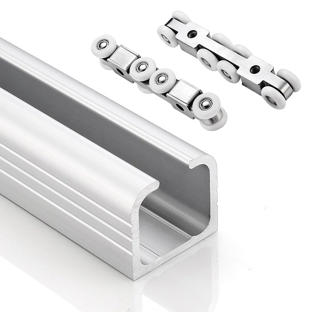 Sliding Door Hardware Track Set, White, 180 in/457.2 cm