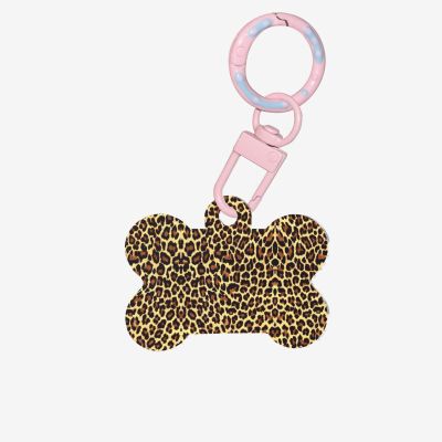Giraffe-Print Acrylic Bone-Shaped Pet ID Tags for Dogs and Cats