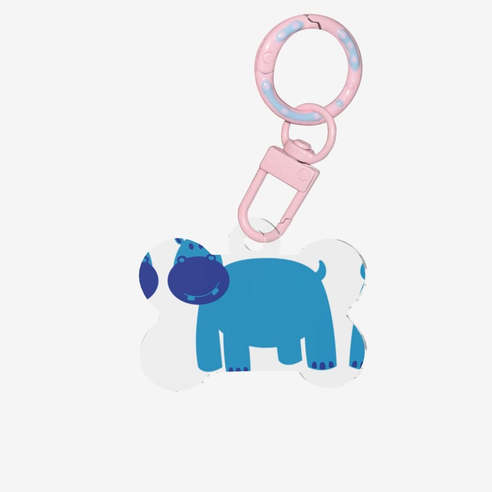 Cute Hippo-Print Bone-Shaped Acrylic Pet Tags