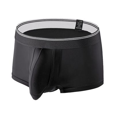 Generic Men's Seamless Ice Silk See-Through Breathable Boxer Shorts with Pouch