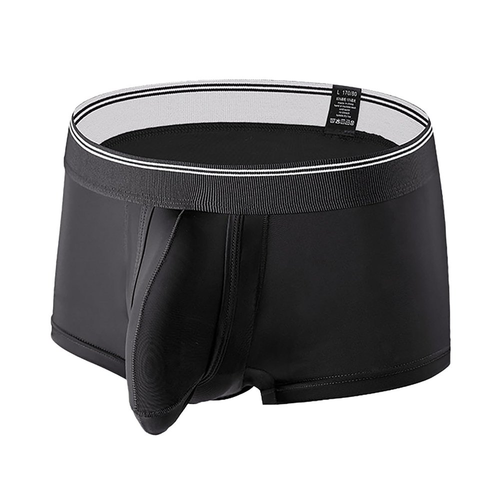 Generic Men's Seamless Ice Silk See-Through Breathable Boxer Shorts with Pouch