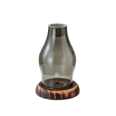 Warmself Ceramic Aroma Lamp Tealight Holder, Wax Melter, Vintage Wood-Gray Style