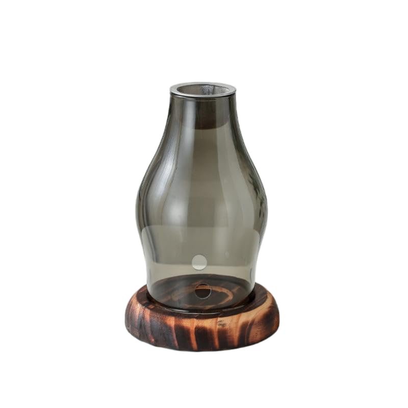 Warmself Ceramic Aroma Lamp Tealight Holder, Wax Melter, Vintage Wood-Gray Style