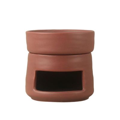 Warmself Ceramic Aroma Lamp and Tealight Holder, Burgundy