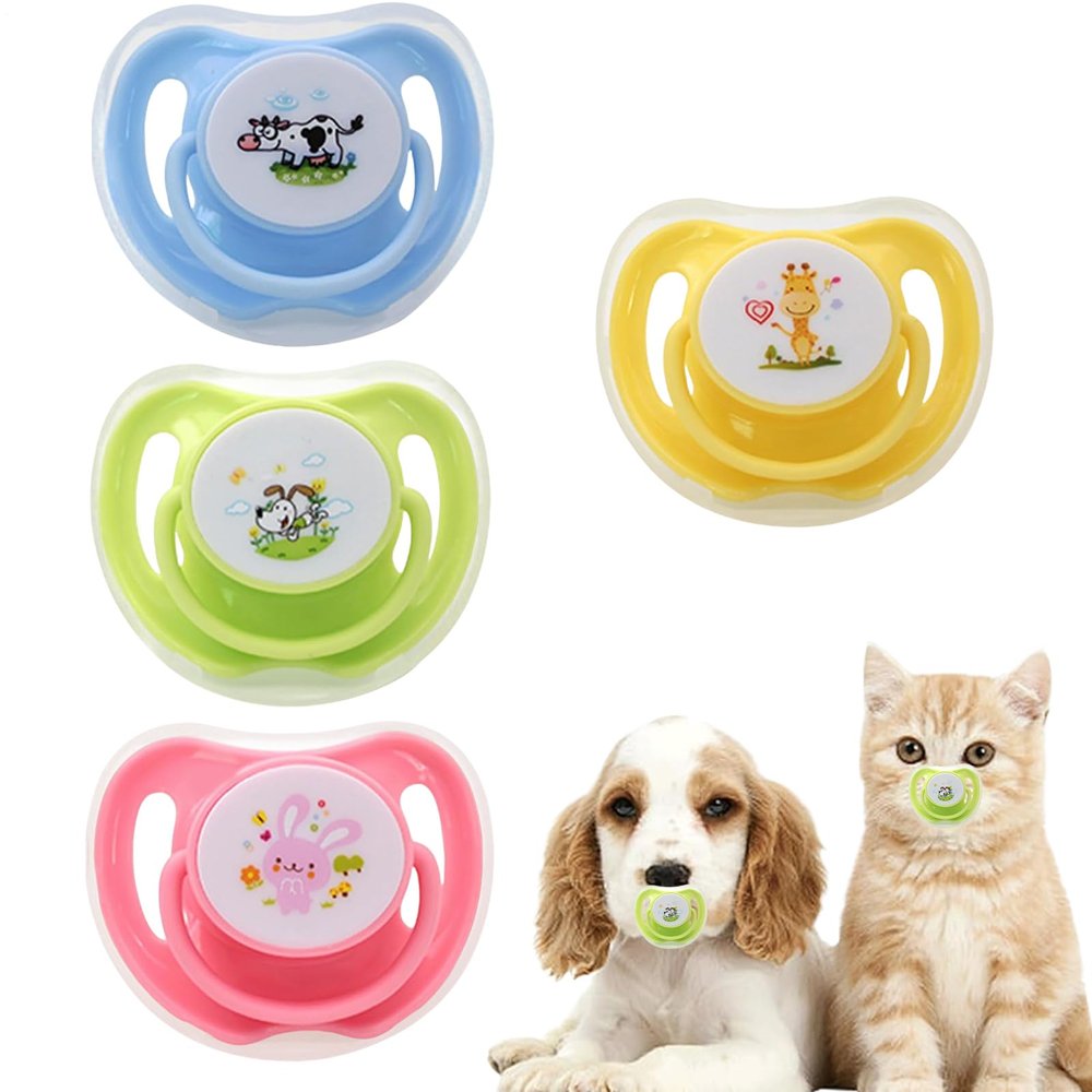 Cat Pacifier | Soothing Pacifier for Cats and Dogs, 4 Silicone Chew Rings with Storage Box for Sleep, Travel, and Car Rides