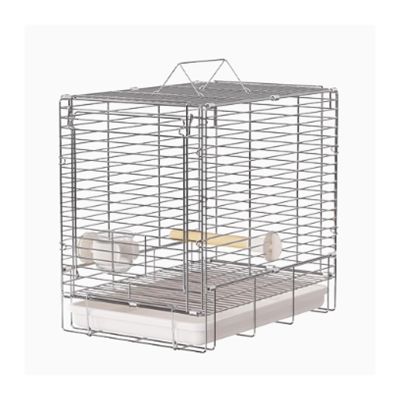 Stainless Steel Parrot Bird Cage, Foldable Outdoor Travel Carrier, Portable Handheld Cage (White)