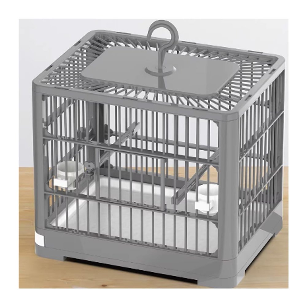Parrot Bird Cage, Large Breeding and Observation Cage, Portable Take-Out Cage (Gray)